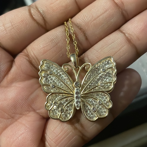 Crystal sterling silver gold tone butterfly necklace - Picture 4 of 4